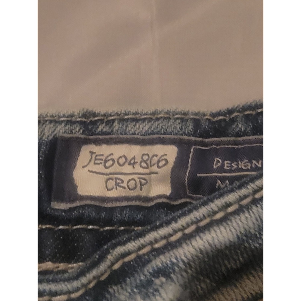 MISS ME Denim Women's 29 JE048C6‎ Crop Embroidered Thick Stitch Blue Jeans - Picture 8 of 15